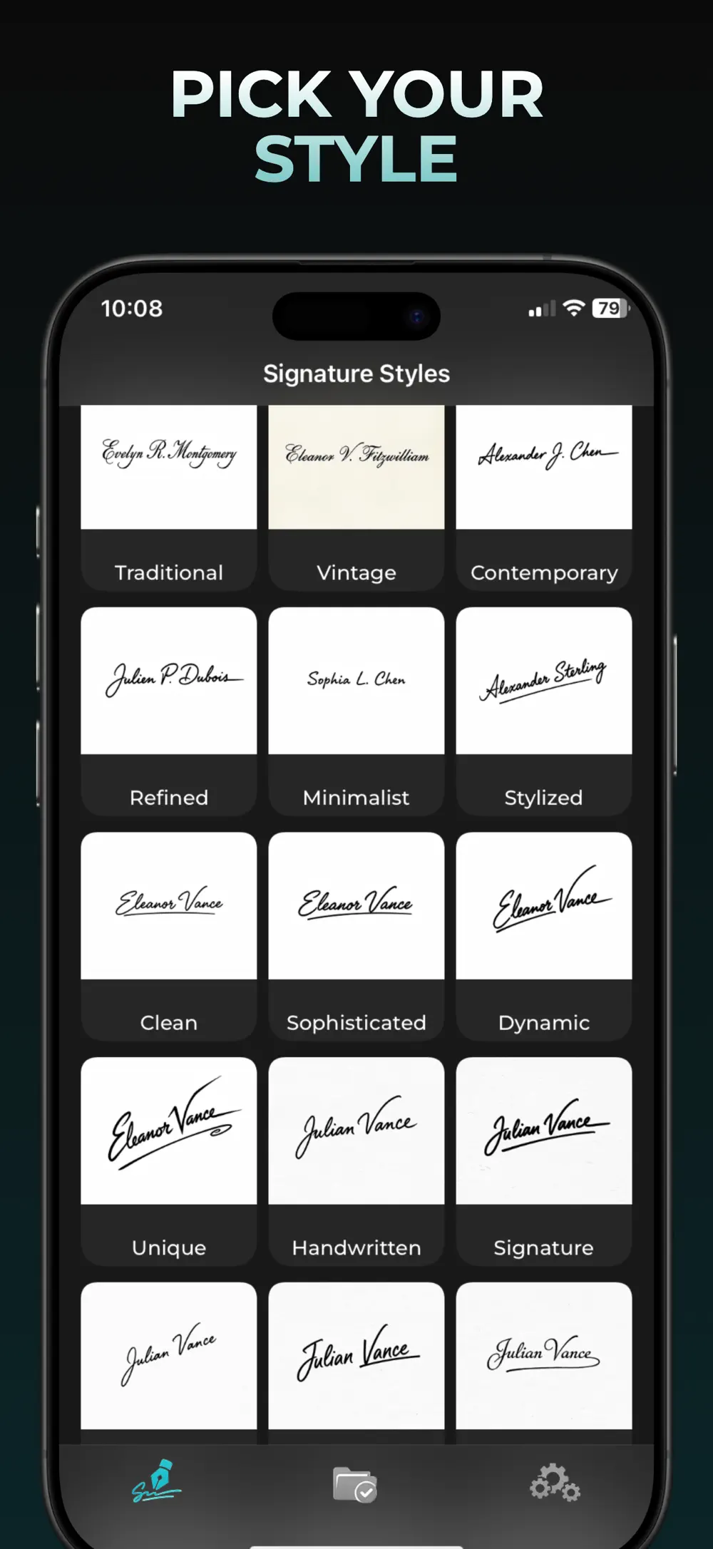 AutoSign signature style grid